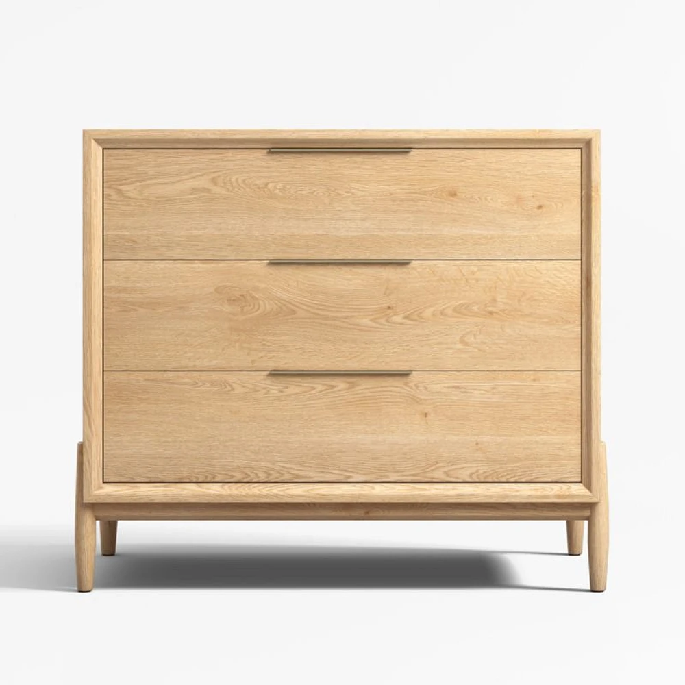 Bodie 36" Natural Oak Wood Narrow 3-Drawer Kids Dresser