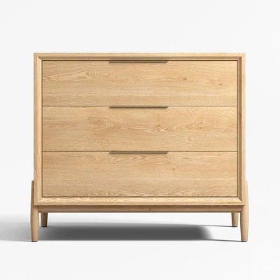 Bodie 36" Natural Oak Wood Narrow 3-Drawer Kids Dresser