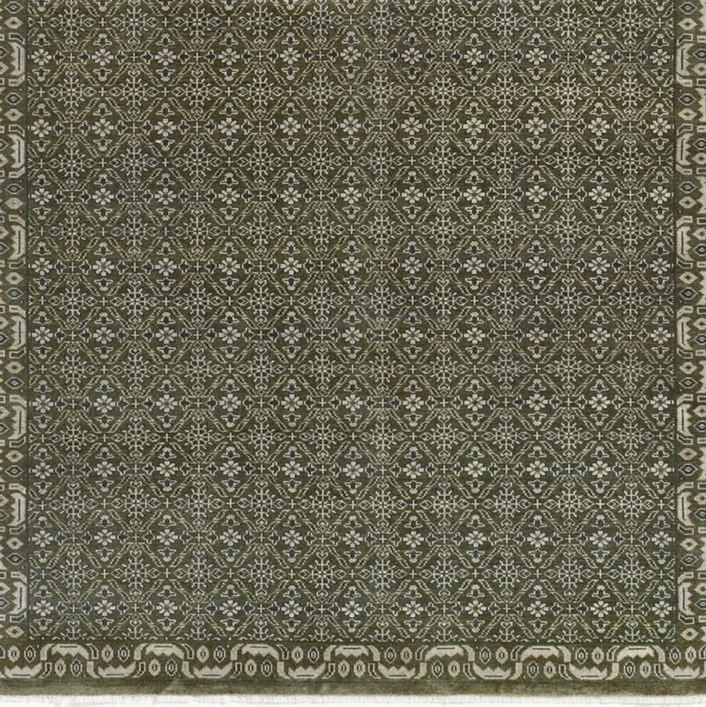 Bordeaux Wool Traditional Hand-Knotted Green Area Rug 9'x12'