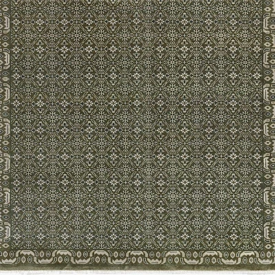 Bordeaux Wool Traditional Hand-Knotted Green Area Rug 9'x12'