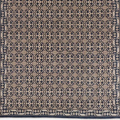 Bordeaux Wool Traditional Hand-Knotted Navy Blue Rug Swatch 12"x18"