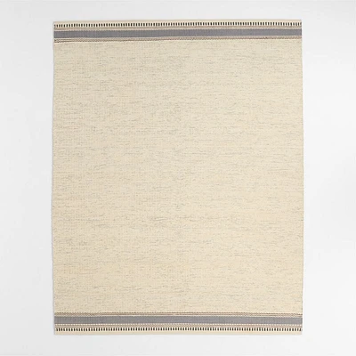 Border Stripe Slate Blue Chenille Kids Area Rug 5'x8'