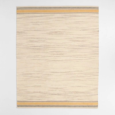 Border Stripe Savannah Yellow Chenille Kids Area Rug 5'x8'