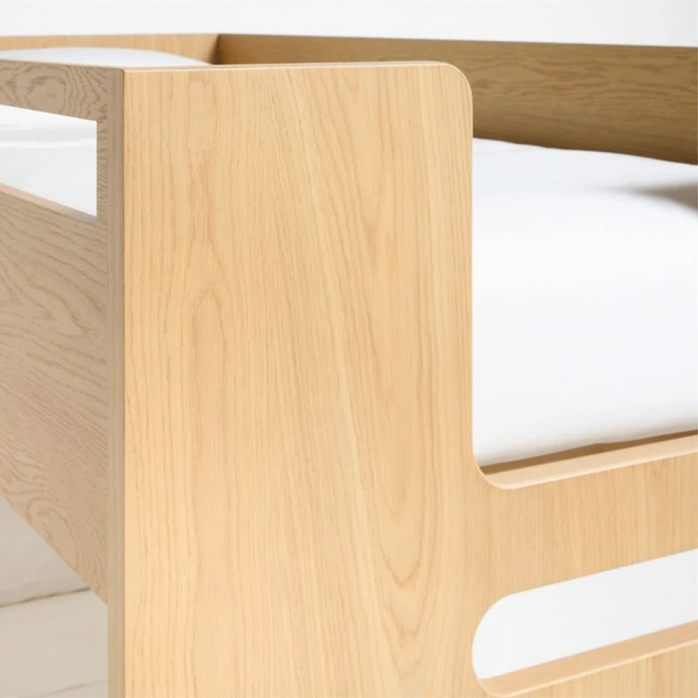 Bridgeman Natural Oak Wood Kids Twin Bunk Bed with Storage Trundle