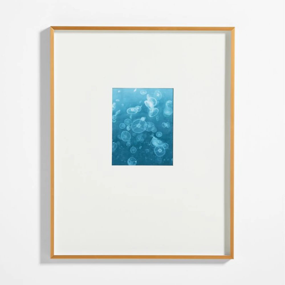 Brushed Brass Metal Picture Frame with White Mat 8x10