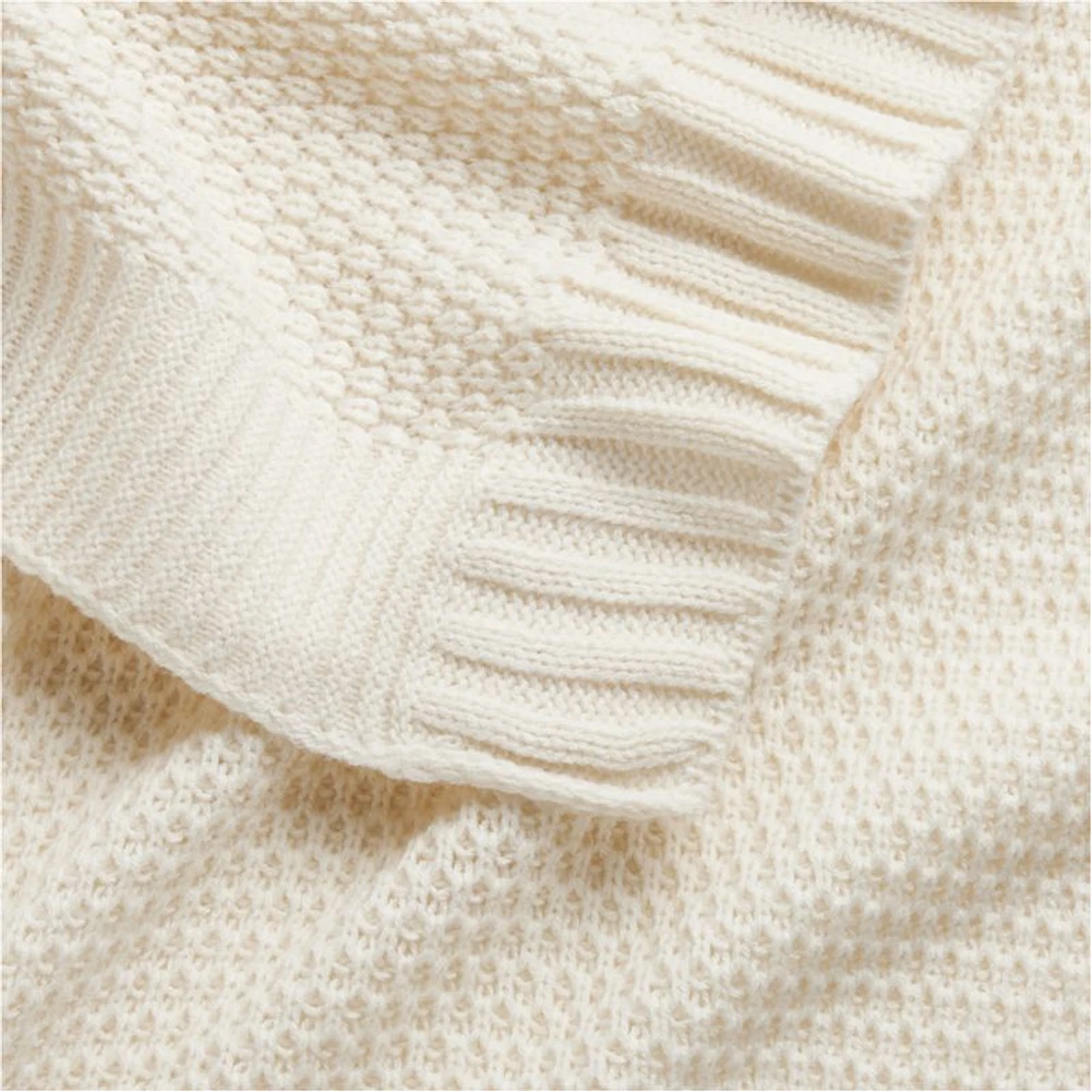 Bubble Knit Arctic Ivory Baby Stroller Blanket