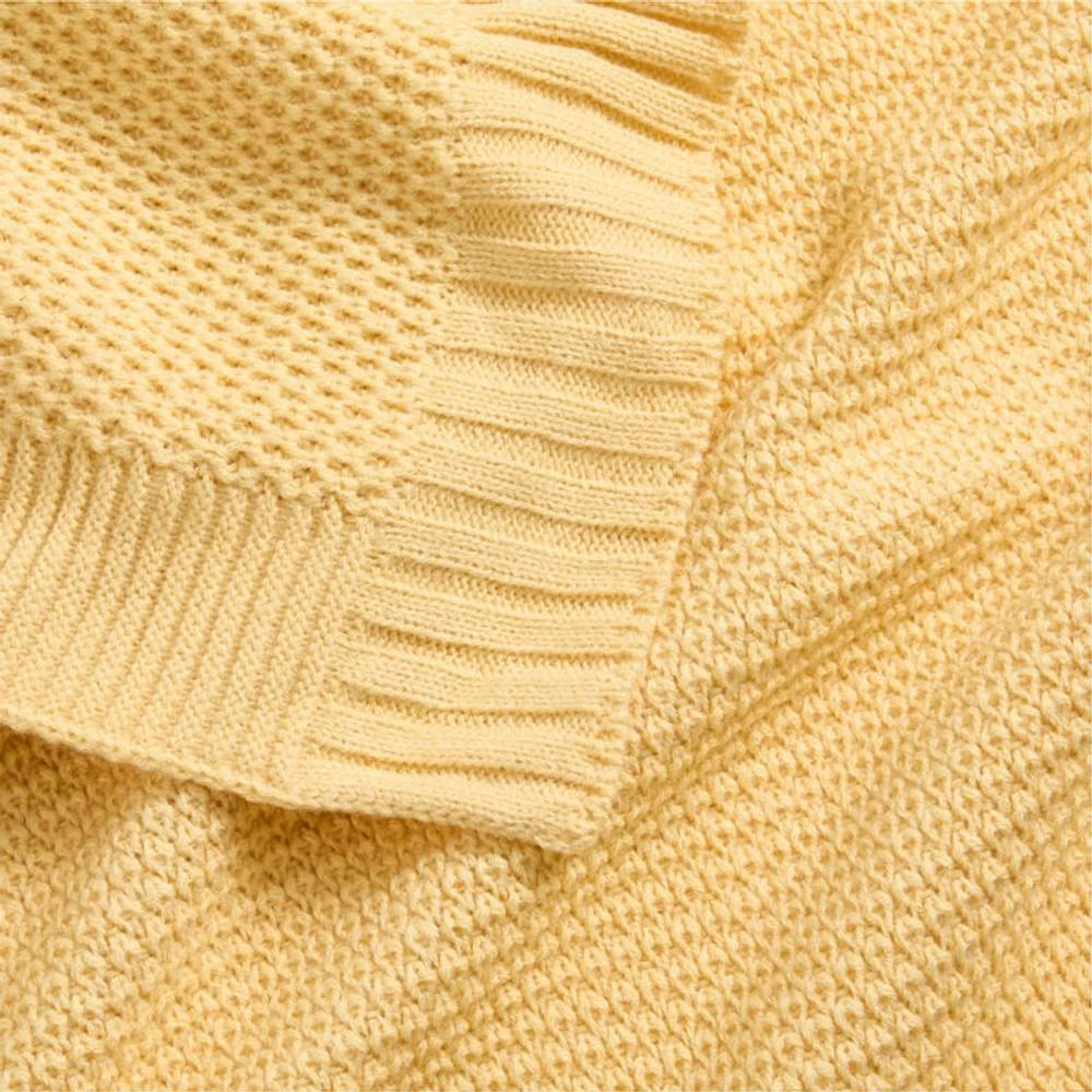 Bubble Knit Straw Yellow Baby Stroller Blanket