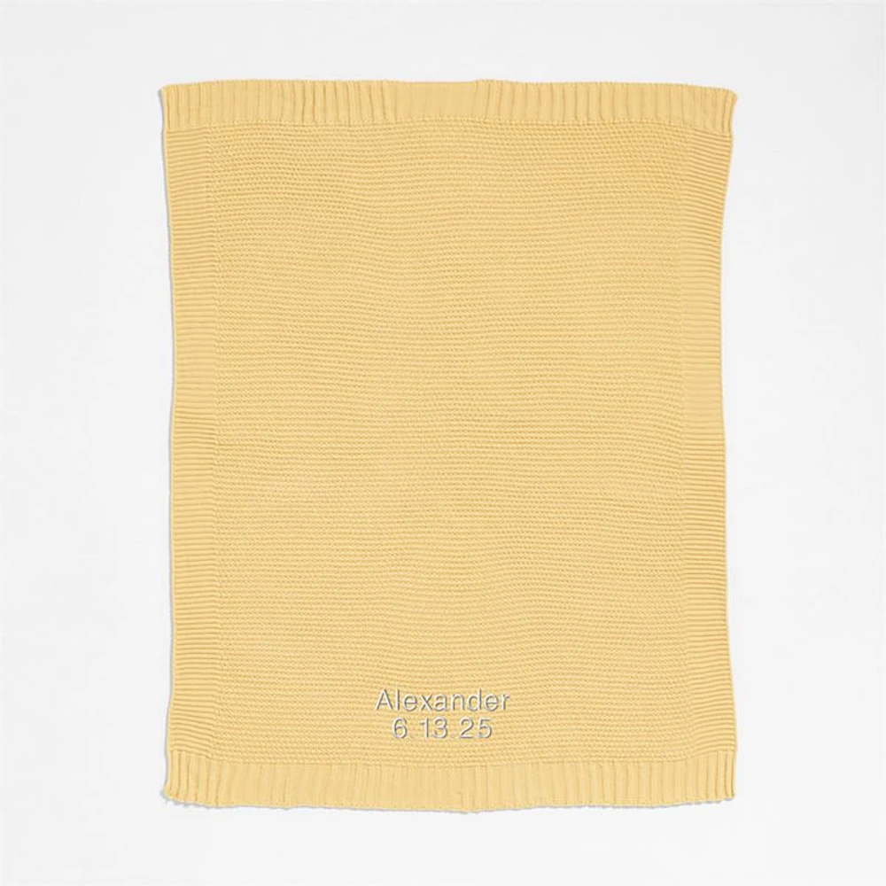 Bubble Knit Straw Yellow Baby Stroller Blanket