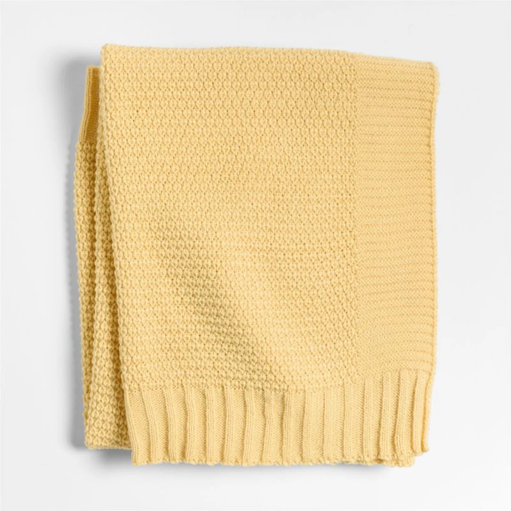 Bubble Knit Straw Yellow Baby Stroller Blanket
