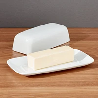 White Porcelain Covered Butter Dish