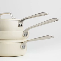 Crate & Barrel EvenCook Ceramic ™ Cream Nonstick 8-Piece Cookware Set with Bonus