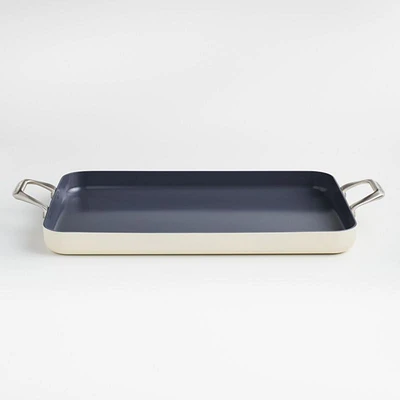 Crate & Barrel EvenCook Ceramic ™ Cream Nonstick Double Burner Griddle