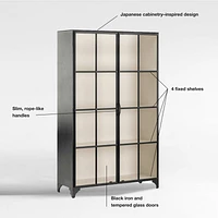 Kedzie 48" Black-and-White Iron Storage Display Cabinet