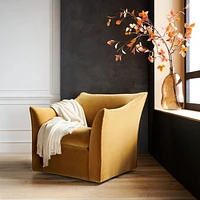 Tortona Ocher Velvet Swivel Accent Chair