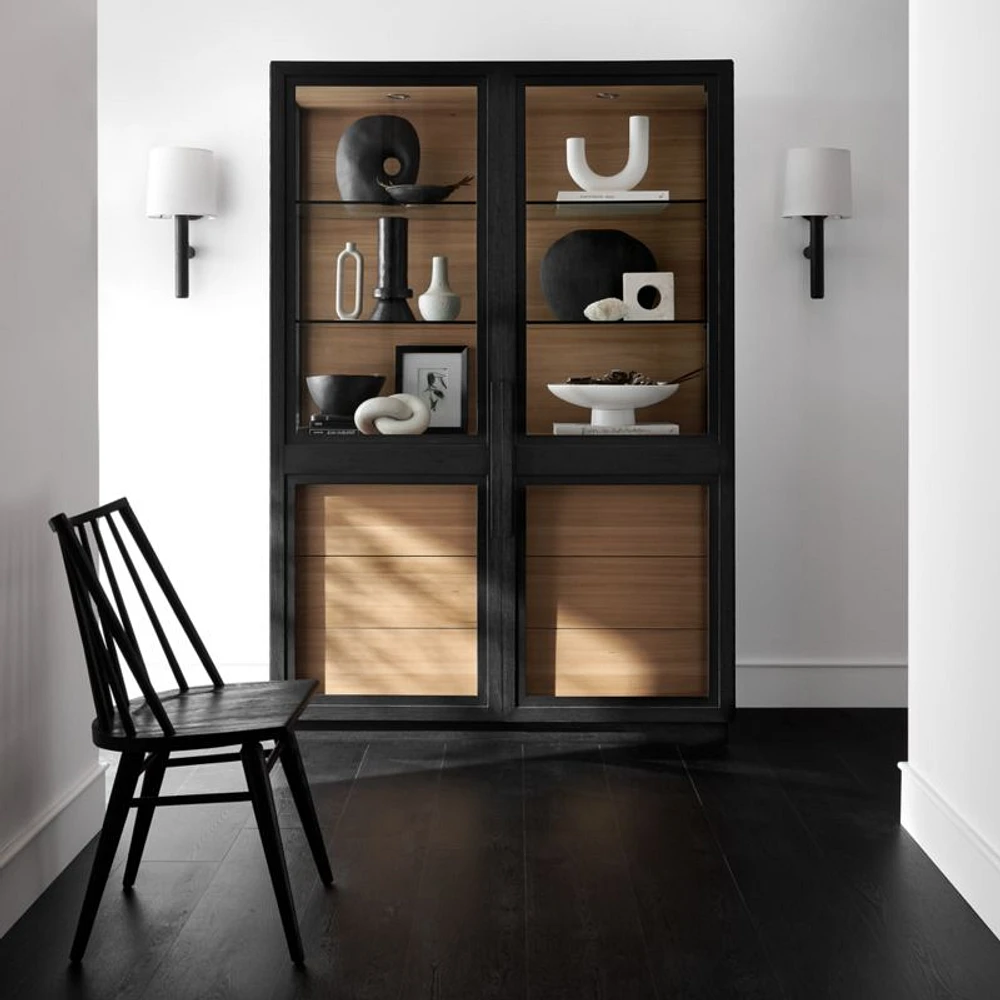 Calypso 54" Large Two-Toned Black Elm Wood Storage Cabinet