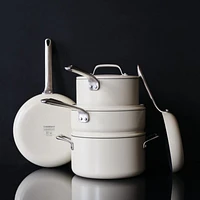 Crate & Barrel EvenCook Ceramic ™ Cream Nonstick 8-Piece Cookware Set with Bonus