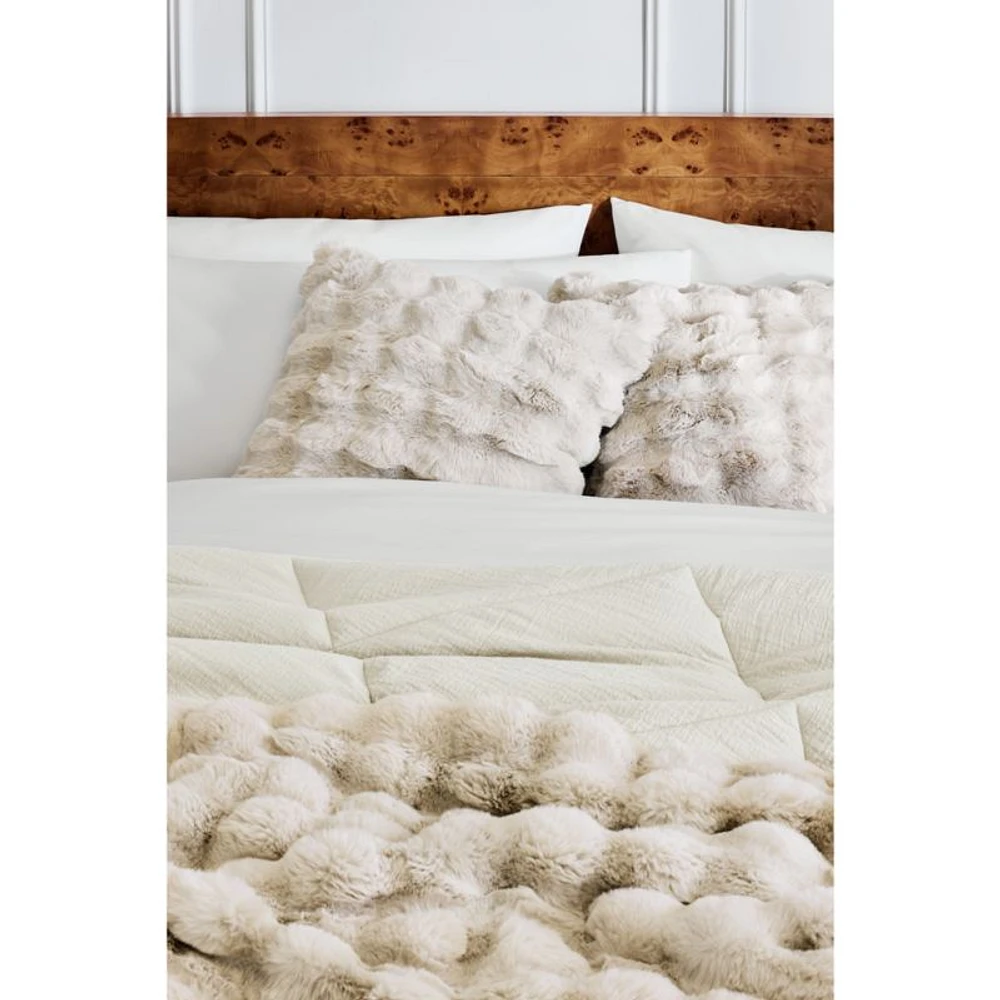 Cotton Crinkle Matelasse Calm Beige Full/Queen Comforter