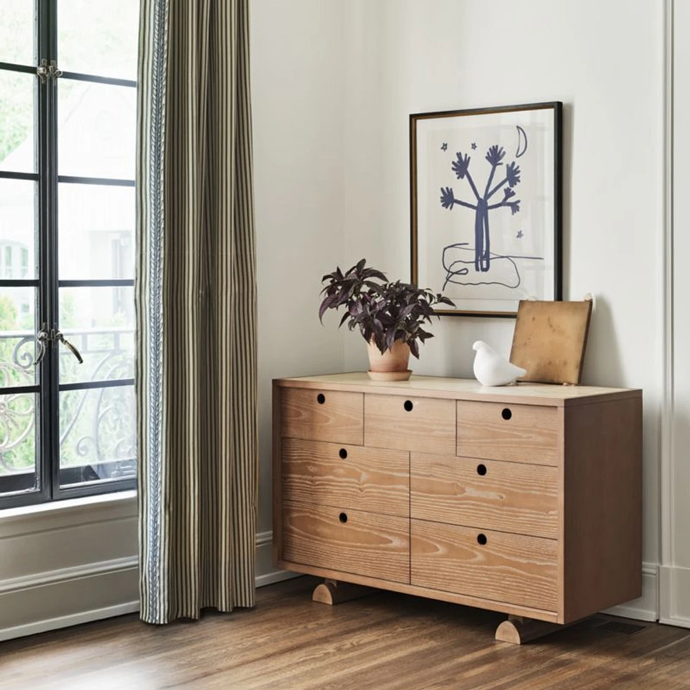 Storied 51" Hazelnut Wood and Stone Wide 7-Drawer Kids Dresser by Jeremiah Brent