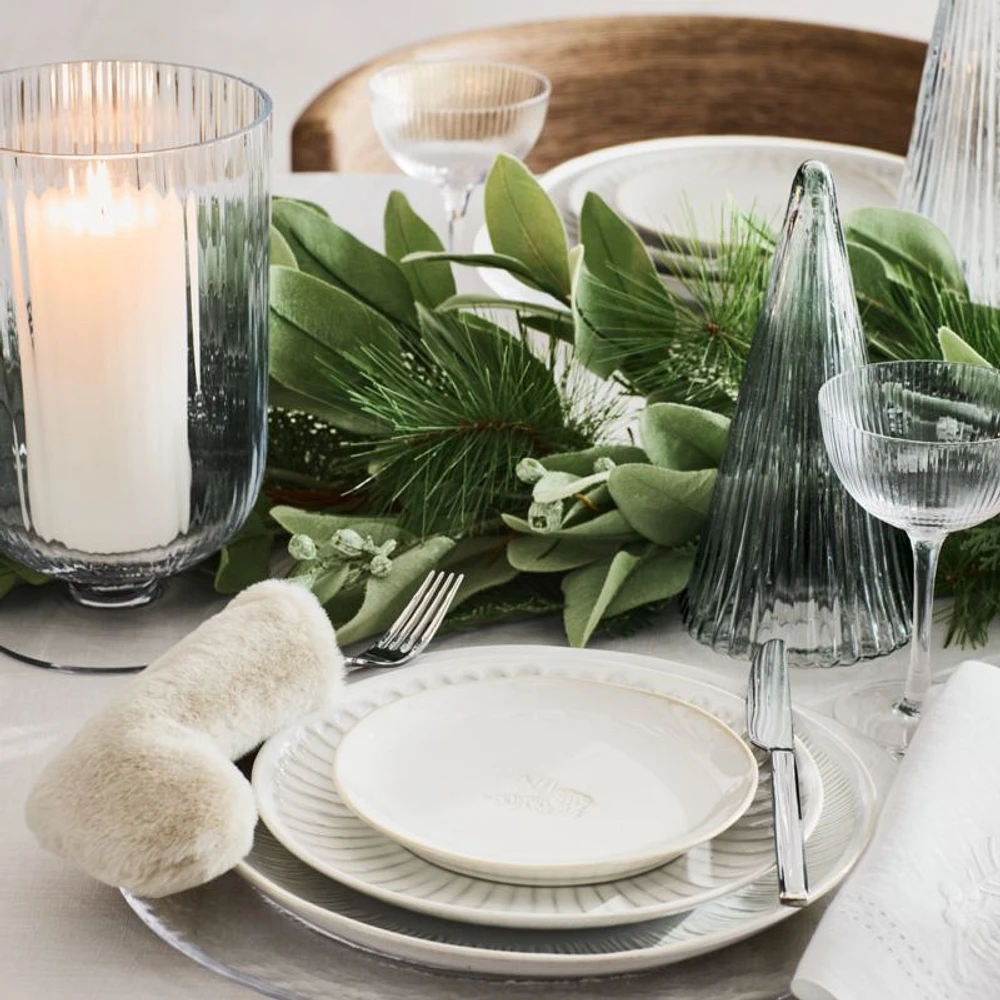 Winter Pinecone White Stoneware Appetizer Plate