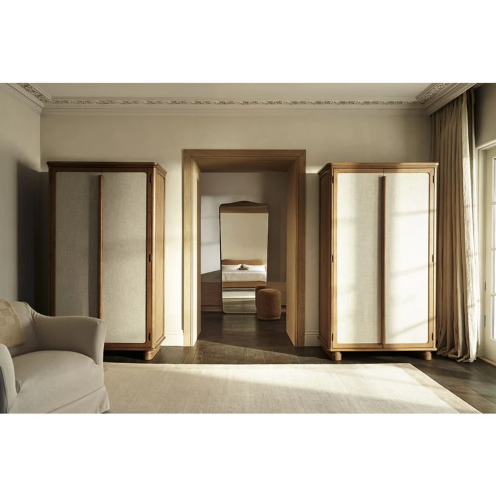 Kenmore Linen and Wood Storage Cabinet by Jake Arnold