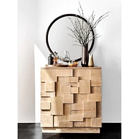 Natia Ebonized Oak Round Wall Mirror 36"