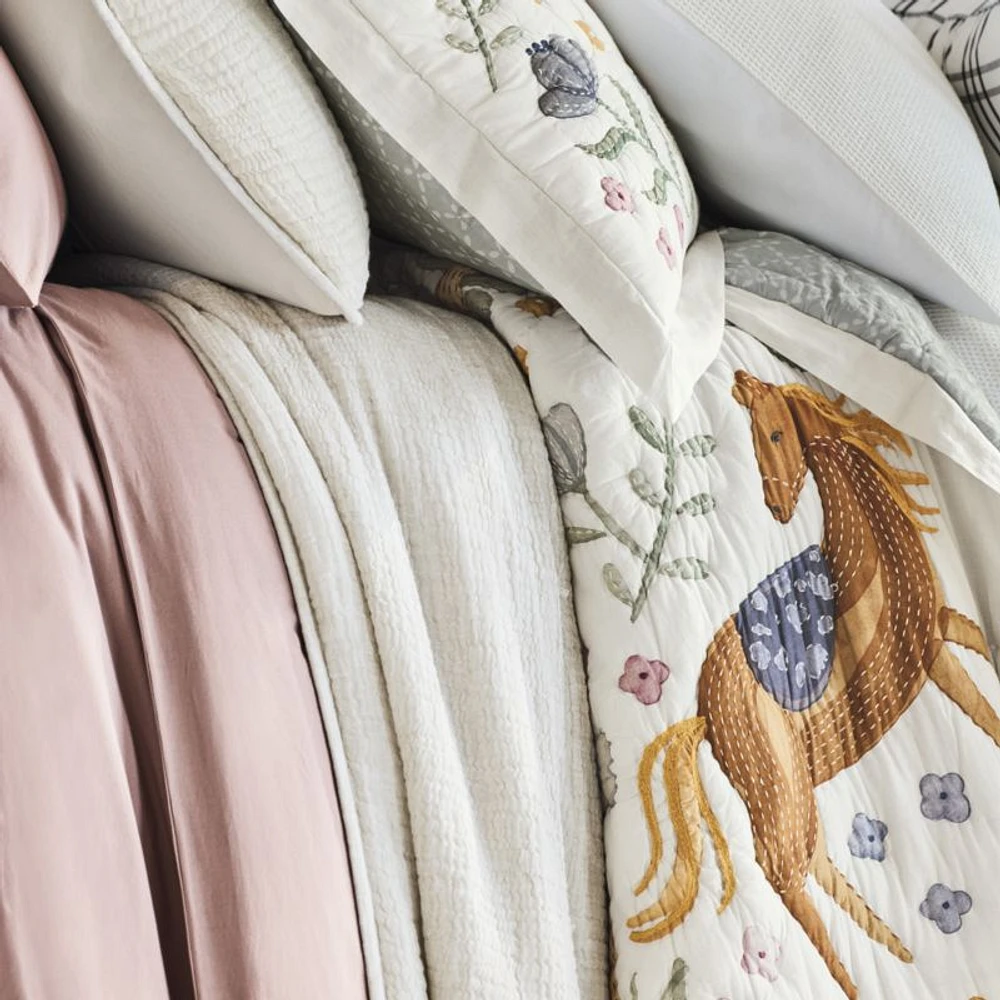 Wonderland Prairie Embroidered Organic Cotton Voile Kids Full/Queen Quilt