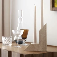 Up Travertine 2-Taper Candle Holder by Brigette Romanek