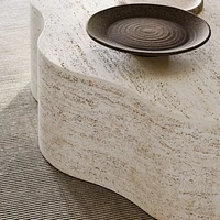 Fleur Faux Travertine Resin 52" Coffee Table