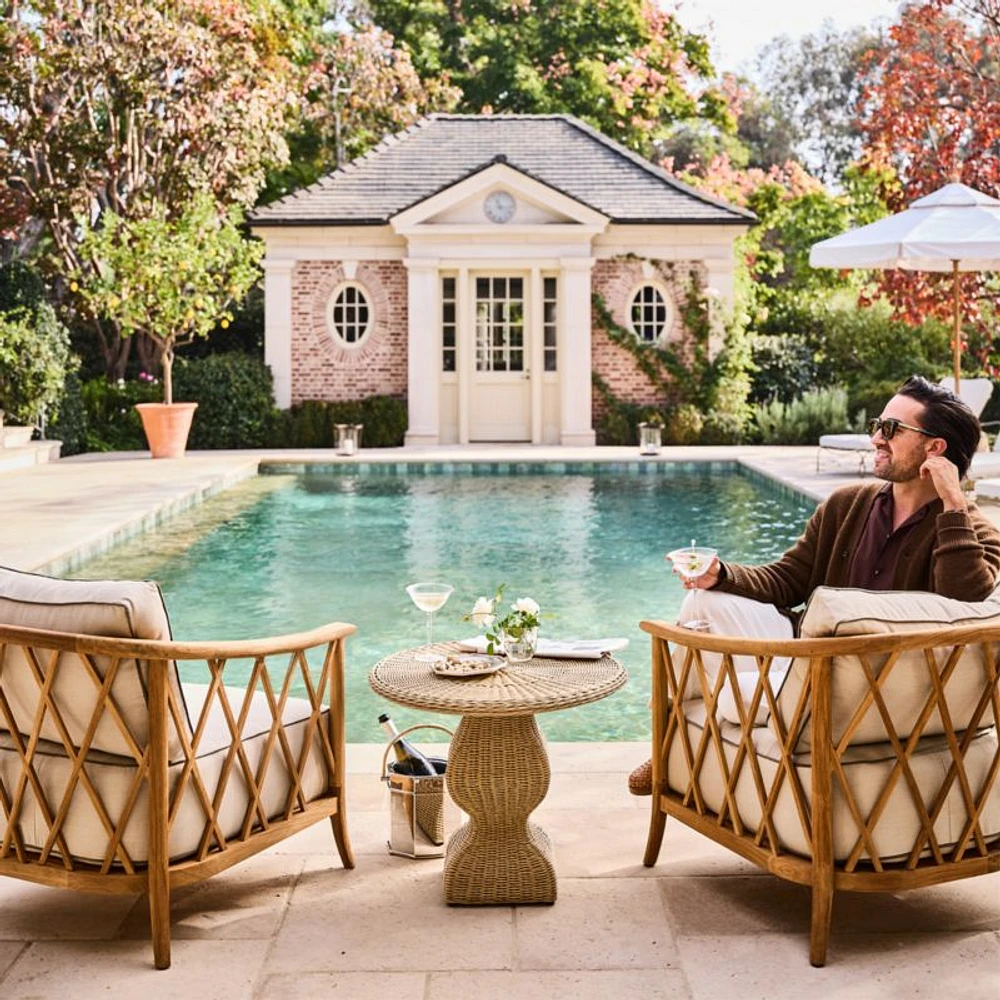 The Felix Wicker Outdoor Accent Table by Jake Arnold