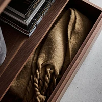 Siena 34" Walnut Wood 4-Shelf Storage Bookcase with Drawer