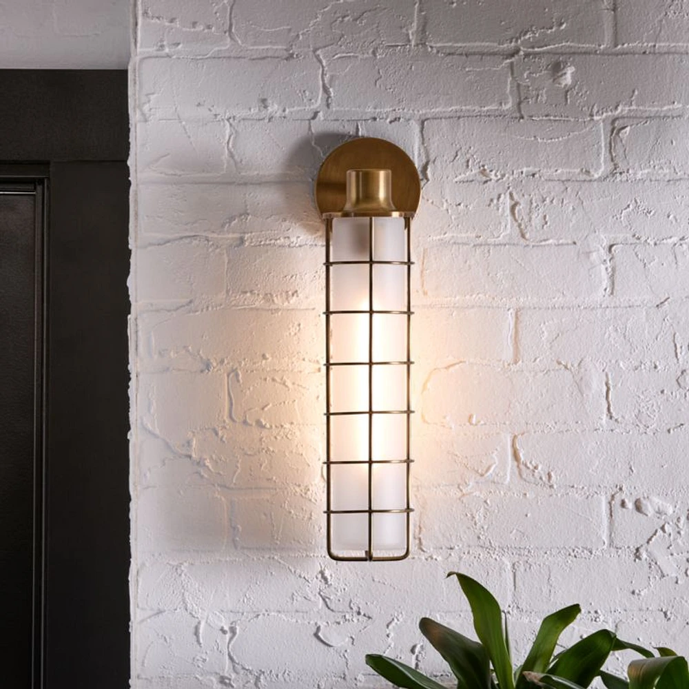 Fairfax Tall Brass Metal Indoor/Outdoor Wall Sconce Light