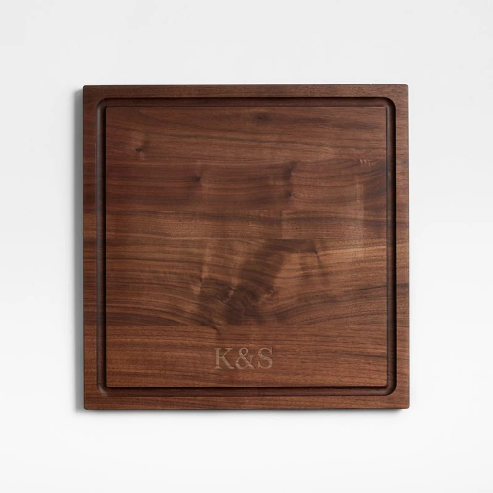 Crate & Barrel Reversible Walnut Wood Cutting Board 16"x16"x0.75"