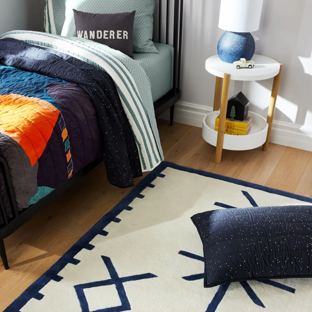 Ryka Responsibly Sourced Wool Navy Geometric Kids Rug 4x6