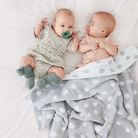 Reversible Grey Chenille Dot Baby Stroller Blanket