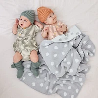 Reversible Grey Chenille Dot Baby Stroller Blanket