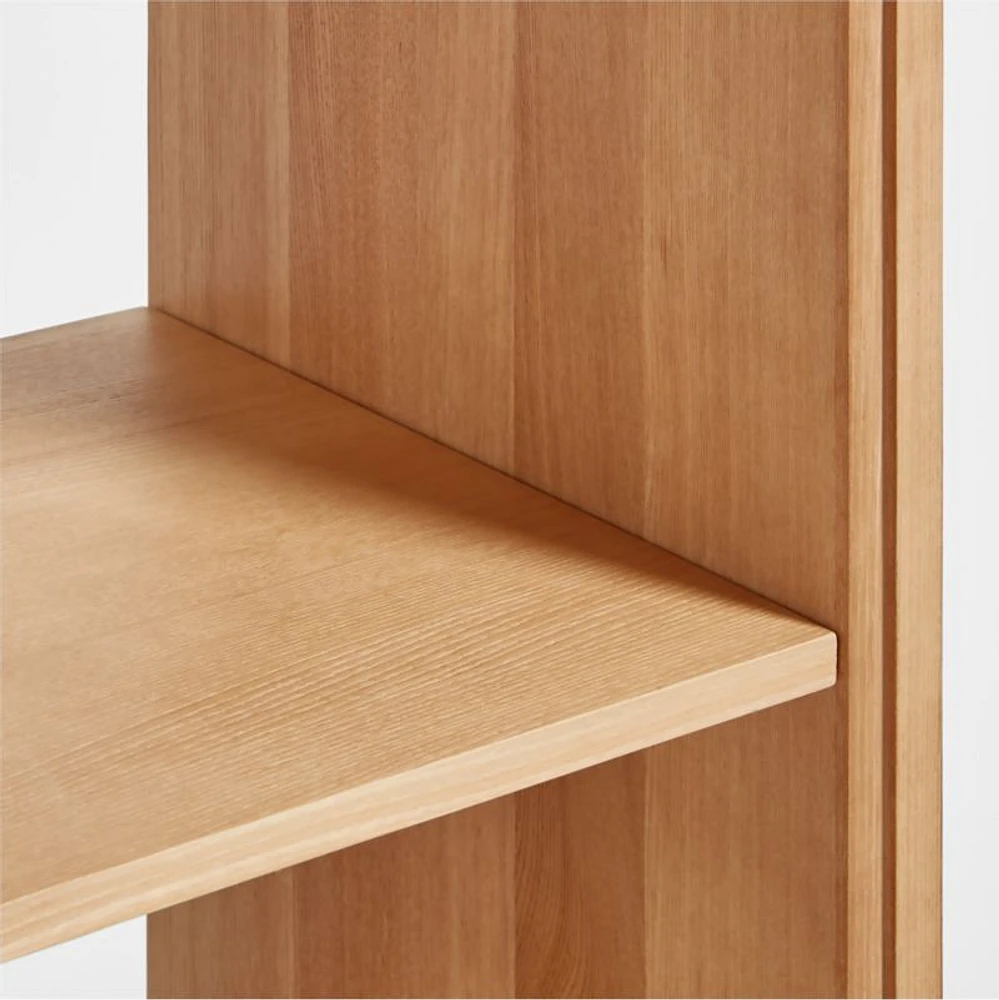 Calypso 144" Natural Wood Media Console Set with Glass Door Bookcase