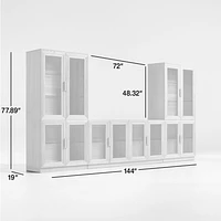 Calypso 144" Natural Wood Media Console Set with Glass Storage Cabinet