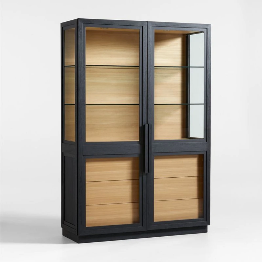 Calypso 54" Large Two-Toned Black Elm Wood Storage Cabinet