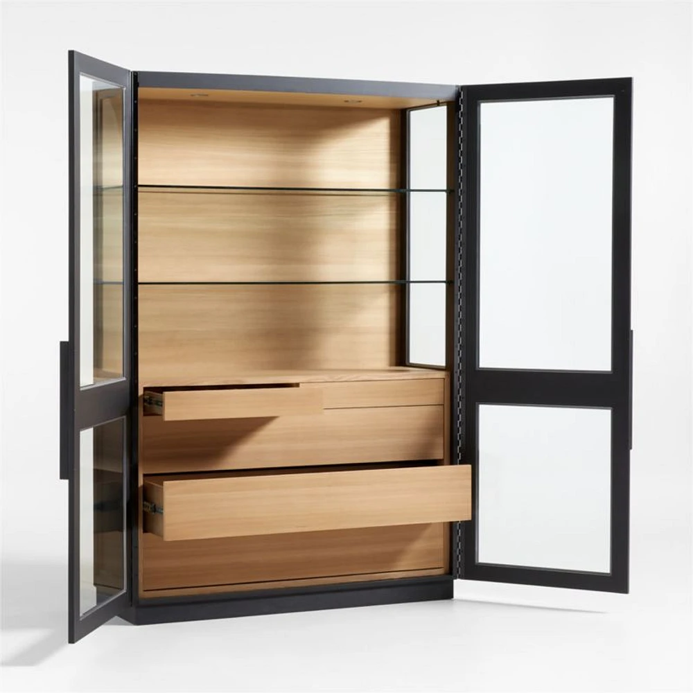 Calypso 54" Large Two-Toned Black Elm Wood Storage Cabinet