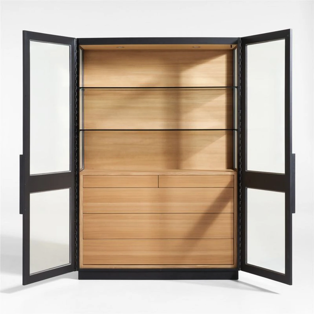 Calypso 54" Large Two-Toned Black Elm Wood Storage Cabinet