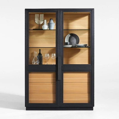 Calypso 54" Large Two-Toned Black Elm Wood Storage Cabinet