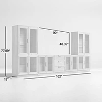 Calypso Natural Wood 162" Media Console Set with Glass Storage Cabinet