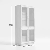 Calypso 36" Natural Wood Storage Cabinet with Glass Doors