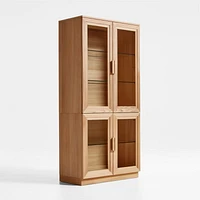 Calypso 36" Natural Wood Storage Cabinet with Glass Doors