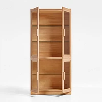 Calypso 36" Natural Wood Storage Cabinet with Glass Doors