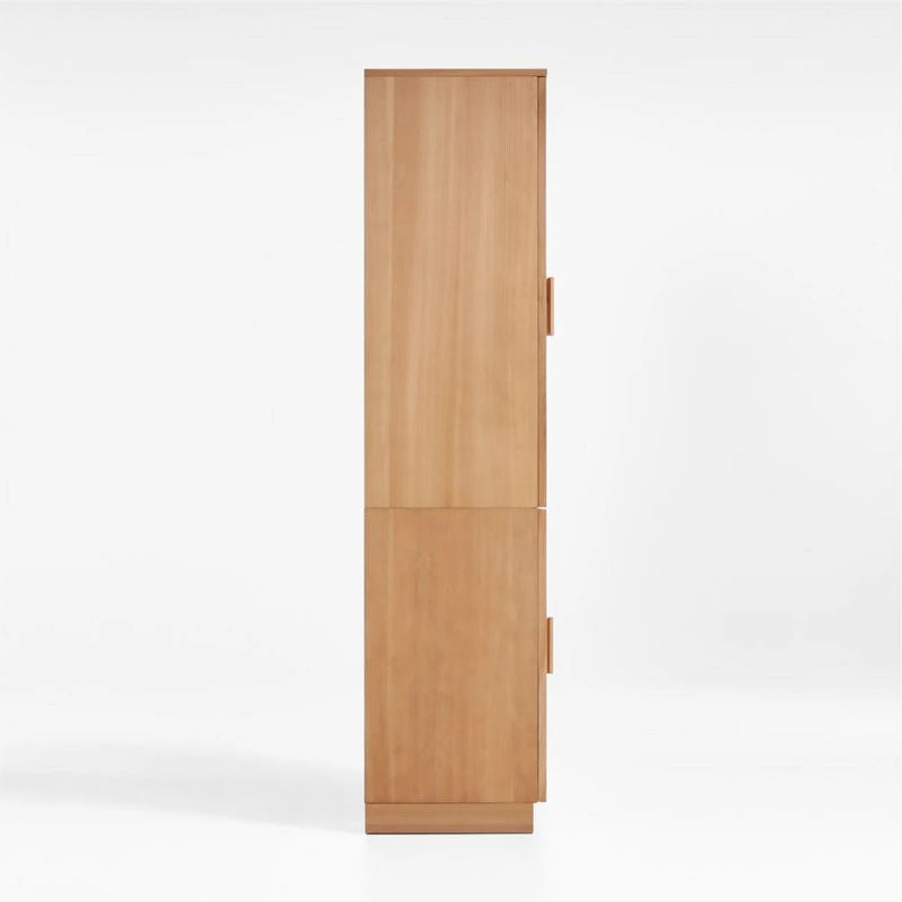 Calypso 36" Natural Wood Storage Cabinet with Glass Doors