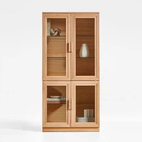 Calypso 36" Natural Wood Storage Cabinet with Glass Doors