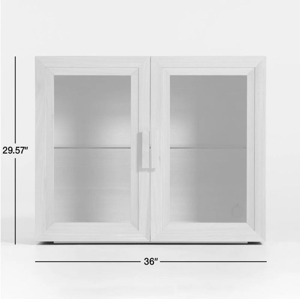 Calypso 36" Natural Wood Modular Glass Door Cabinet Base