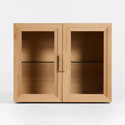 Calypso 36" Natural Wood Modular Glass Door Cabinet Base