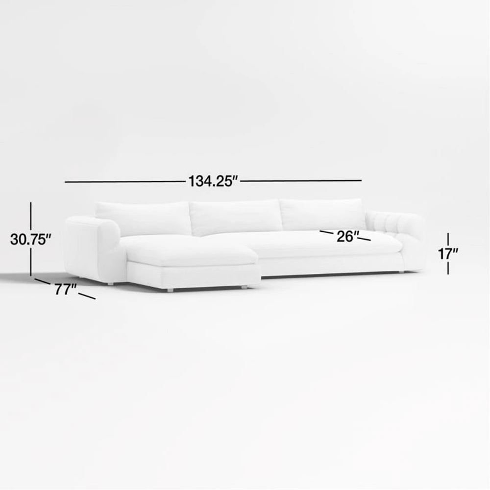 Cambria Bouclé 2-Piece Left-Arm Chaise Sectional Sofa